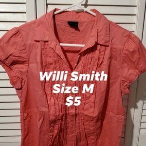 Willi Smith coral button down shirt
